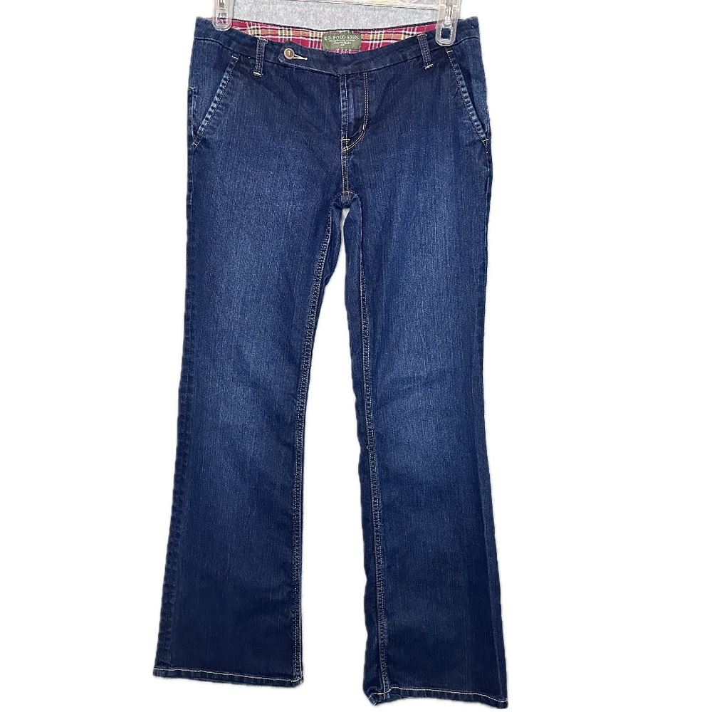 Womens U.S. Polo Jeans Vintage Flare Low Rise Stretch Blue Denim size 9/10 - Picture 3 of 7